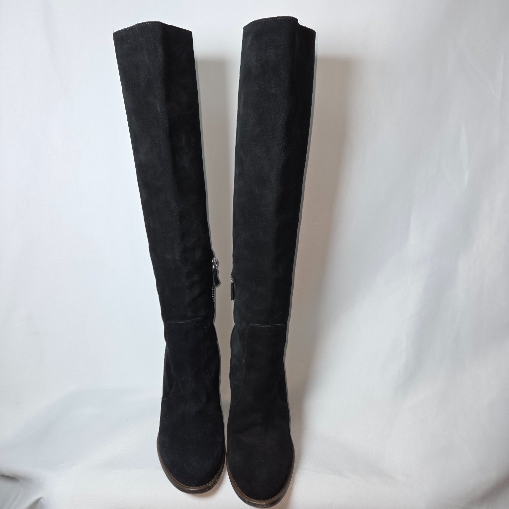 Lanvin 2010 Hiver Black Suede Knee High Boots, Size 40eu/9-9.5us